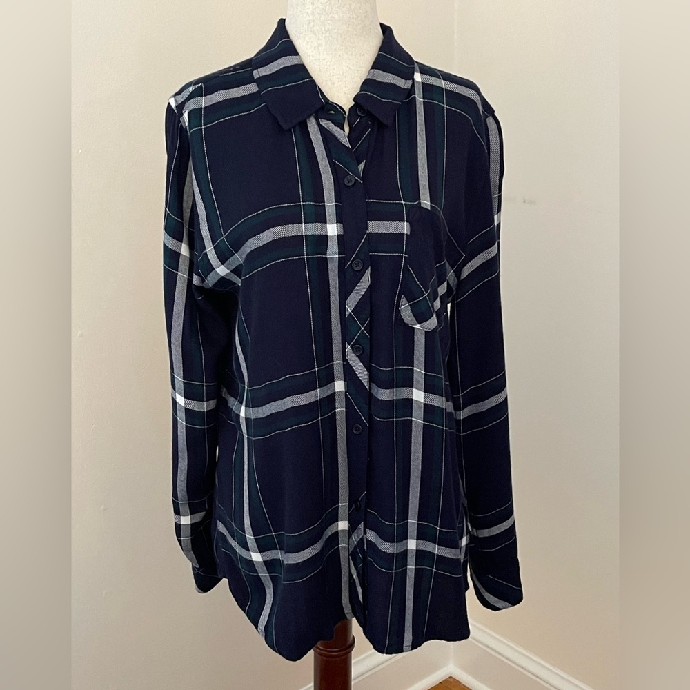 Rails Midnight Forest Plaid Button Shirt Medium Navy Green